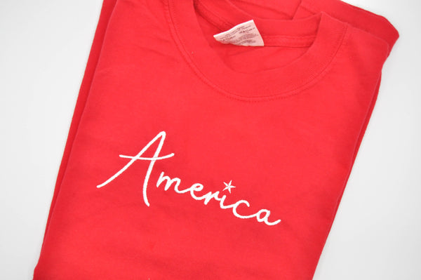 Adult Embroidered Tee// America
